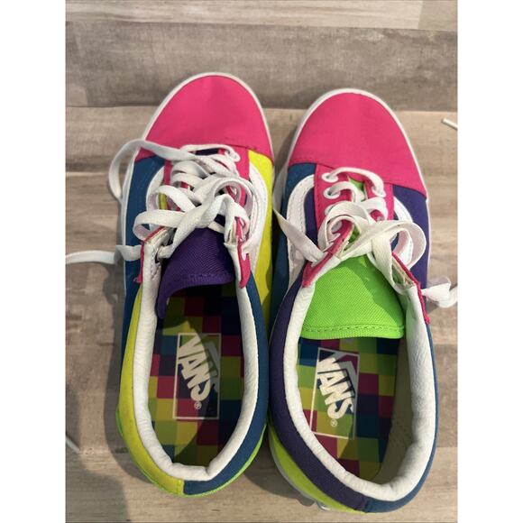 Vans Old Skool Neon Color Block Skate Shoes Men’s 7 Women’s 8.5 Retro Unisex - Picture 5 of 8